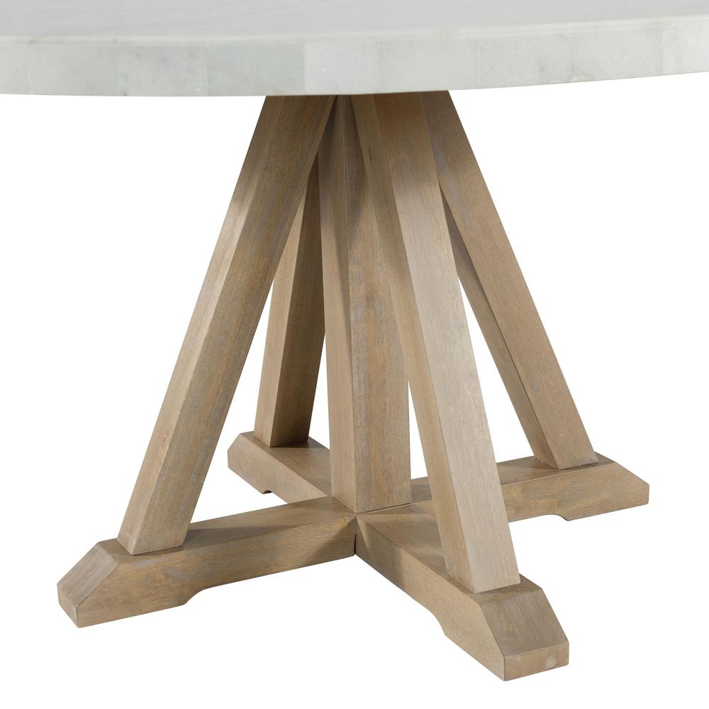 White Marble and Natural Wood Round Dining Table for Kitchen or Dining Room