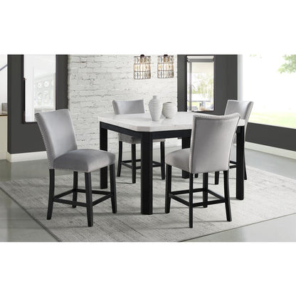 Celine Gray Velvet Counter Height Chair Set