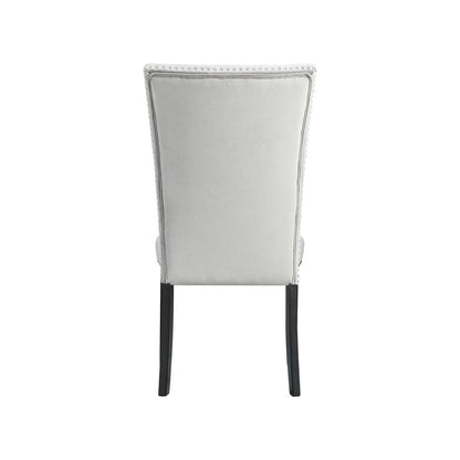 Gray Velvet Upholstered Dining Chairs Set of 2 with Rubberwood Frame
