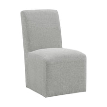 Gray Upholstered Dining Chairs Set of 2 with Solid Wood and Casters