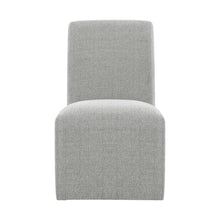 Gray Upholstered Dining Chairs Set of 2 with Solid Wood and Casters
