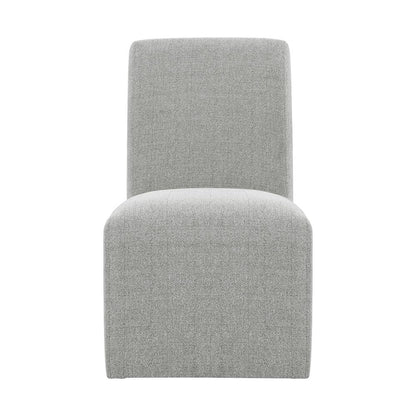 Gray Upholstered Dining Chairs Set of 2 with Solid Wood and Casters