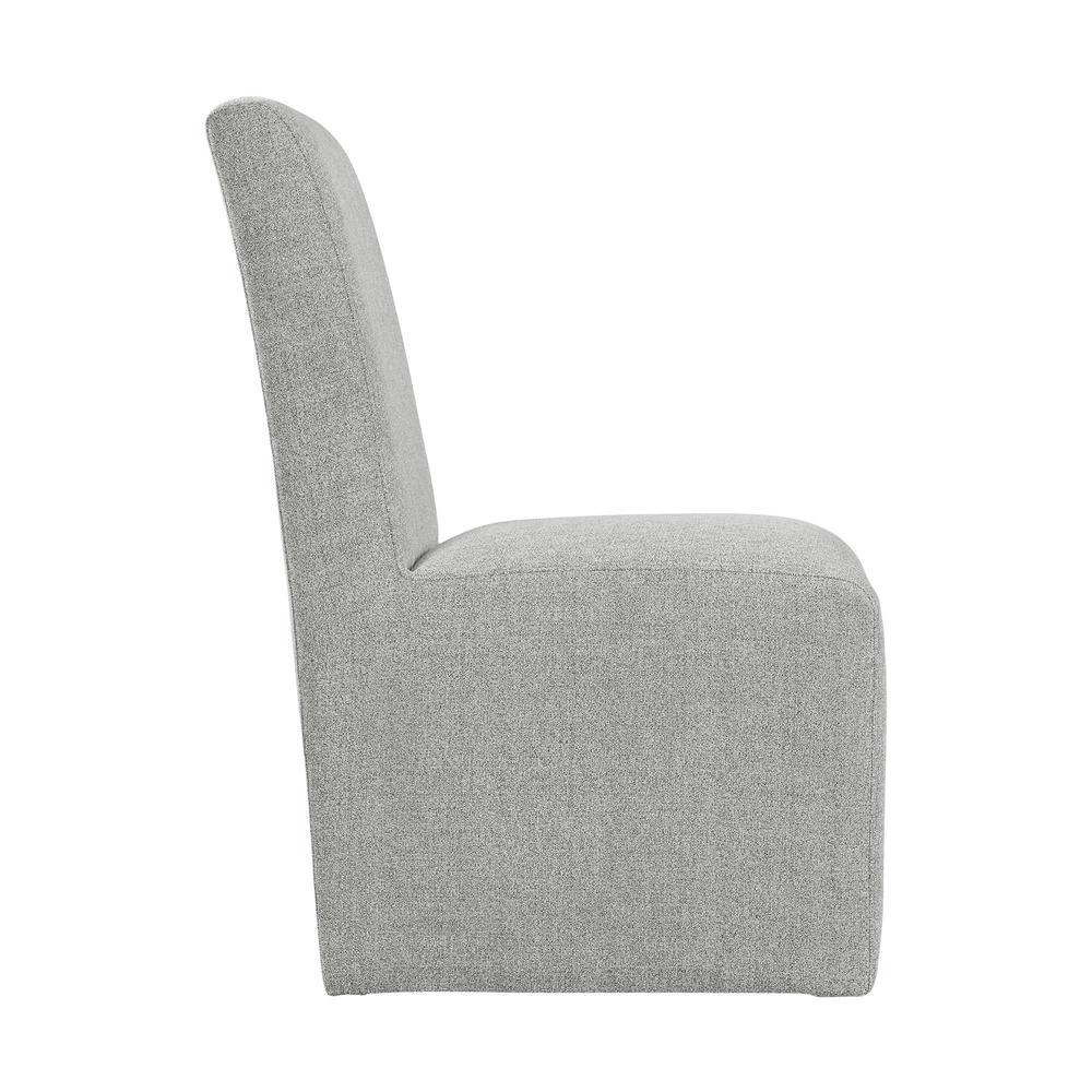 Gray Upholstered Dining Chairs Set of 2 with Solid Wood and Casters