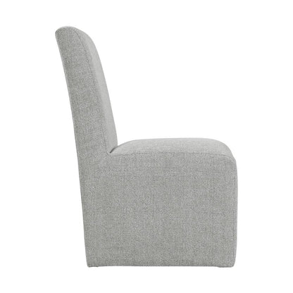 Gray Upholstered Dining Chairs Set of 2 with Solid Wood and Casters