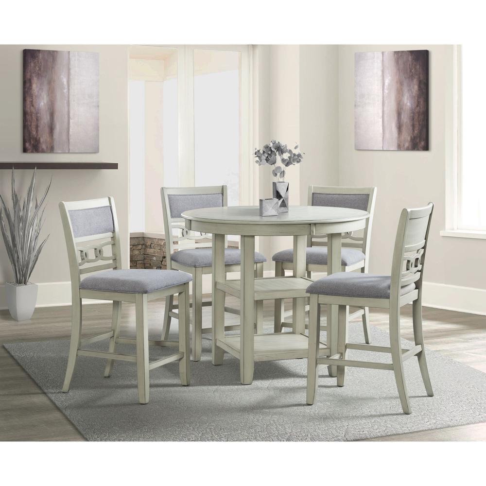 Picket House Furnishings Taylor Counter Height 5PC Dining Set-Table and Four Side Chairs in Bisque