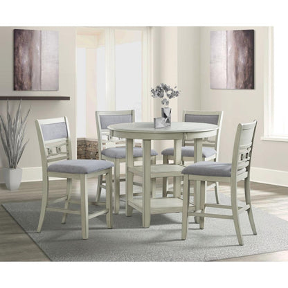 Picket House Furnishings Taylor Counter Height 5PC Dining Set-Table and Four Side Chairs in Bisque