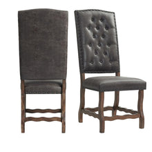 Brown Tufted Tall Back Wooden Dining Chair Set