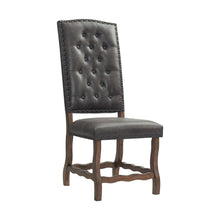 Brown Tufted Tall Back Wooden Dining Chair Set