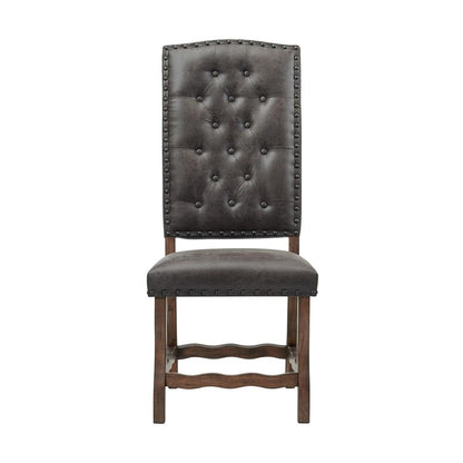 Brown Tufted Tall Back Wooden Dining Chair Set