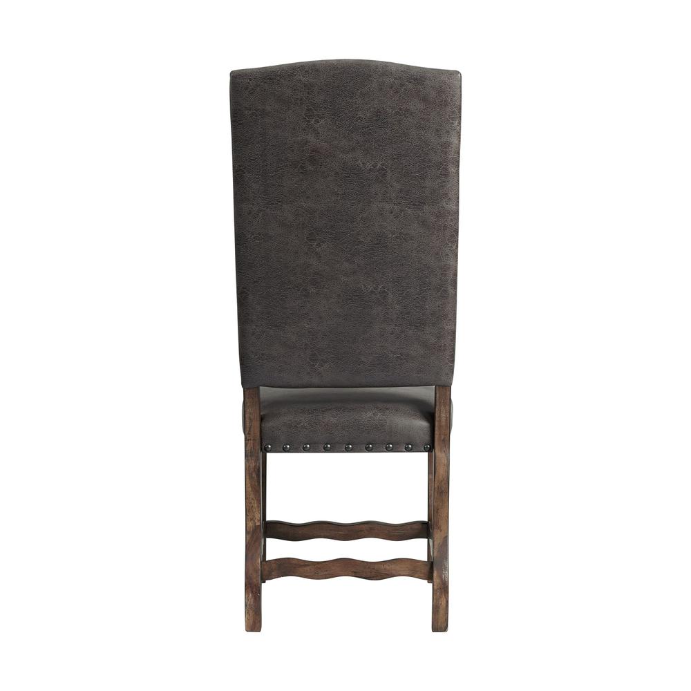 Brown Tufted Tall Back Wooden Dining Chair Set
