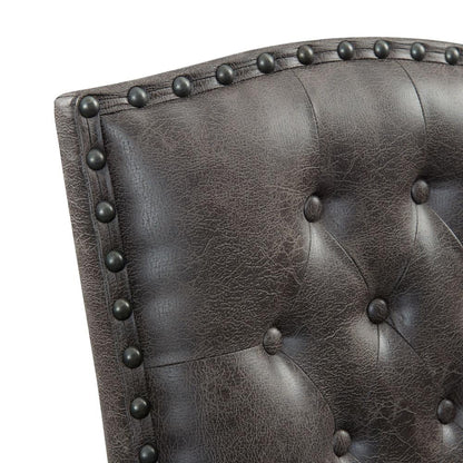 Brown Tufted Tall Back Wooden Dining Chair Set