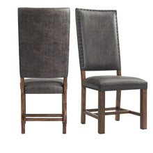 Brown Tall Back Upholstered Dining Chairs Set of 2 with Foam Cushion
