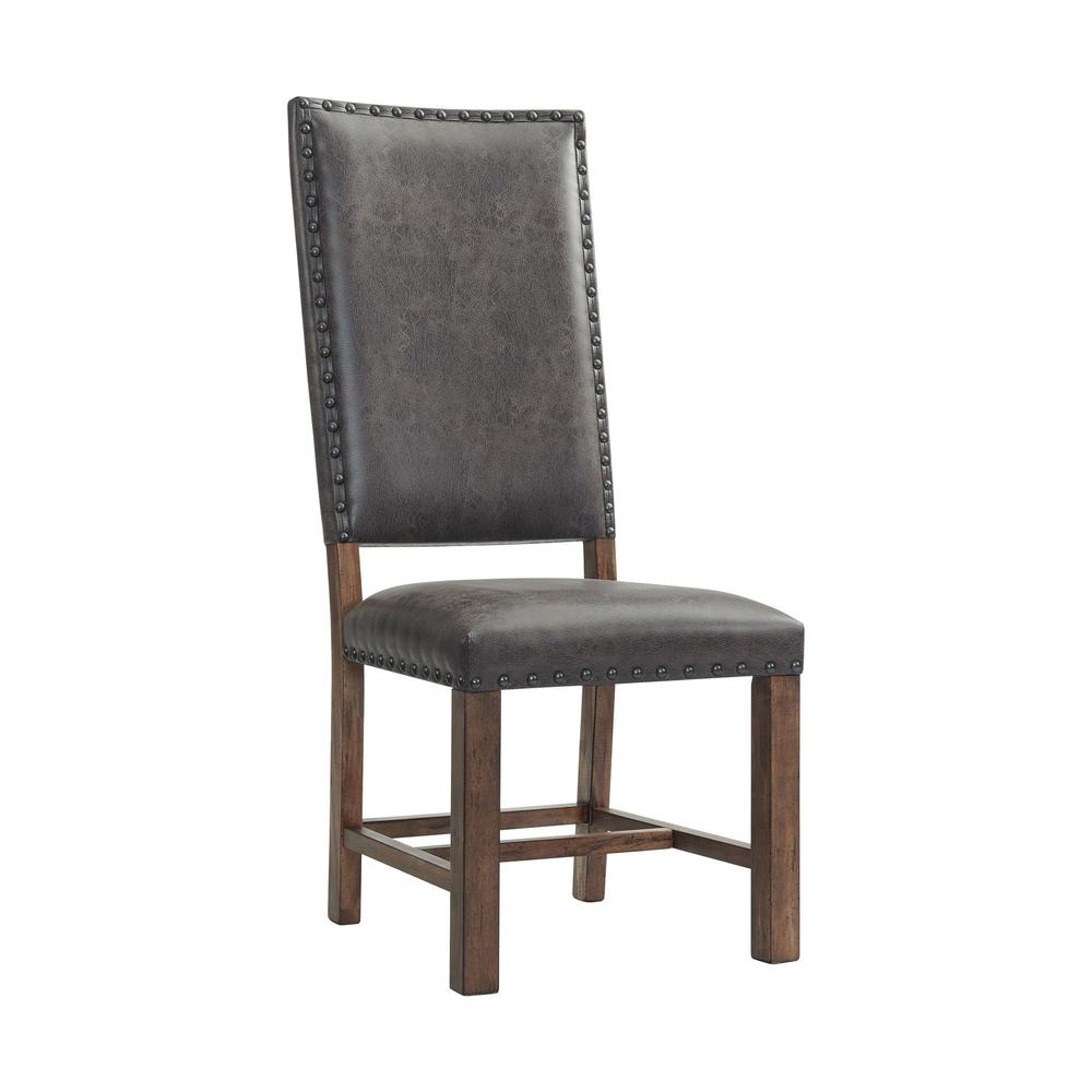 Brown Tall Back Upholstered Dining Chairs Set of 2 with Foam Cushion