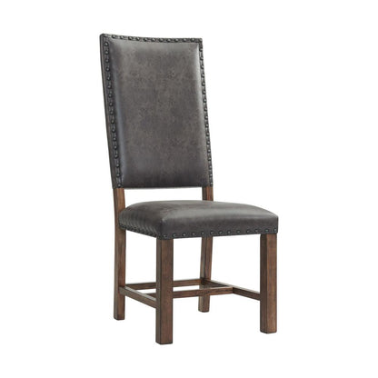 Brown Tall Back Upholstered Dining Chairs Set of 2 with Foam Cushion