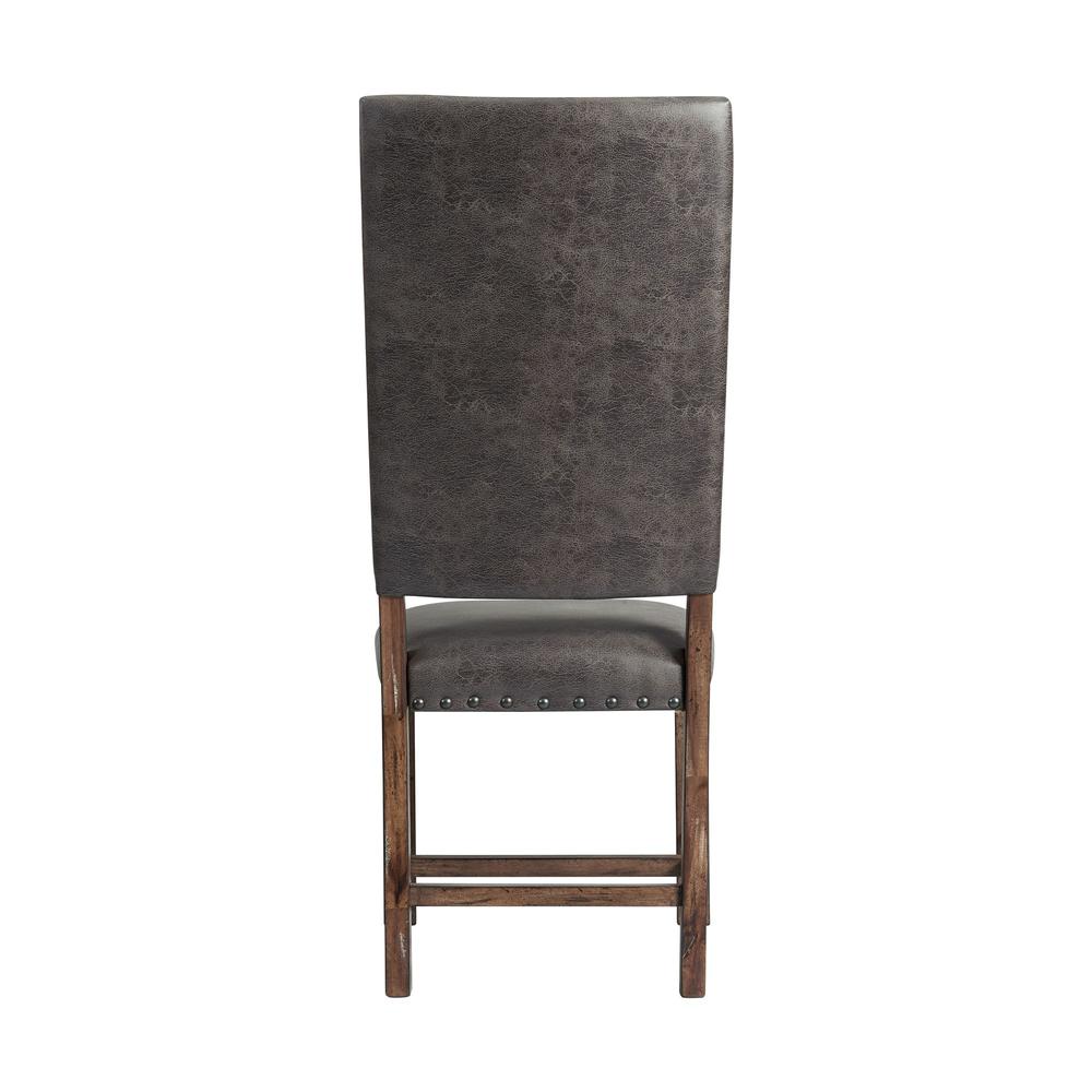 Brown Tall Back Upholstered Dining Chairs Set of 2 with Foam Cushion
