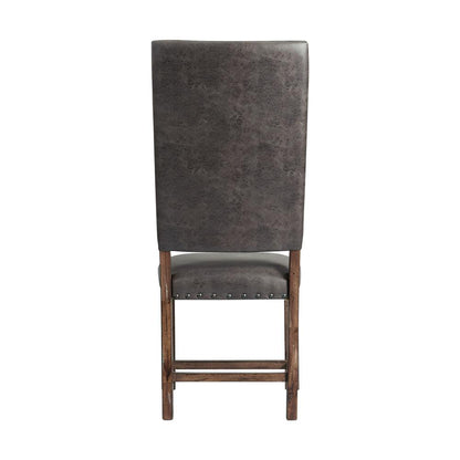 Brown Tall Back Upholstered Dining Chairs Set of 2 with Foam Cushion