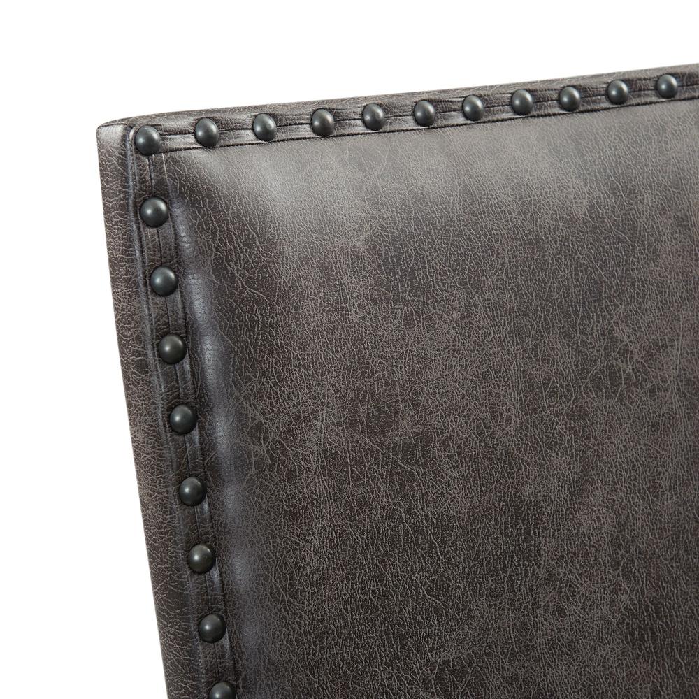 Brown Tall Back Upholstered Dining Chairs Set of 2 with Foam Cushion