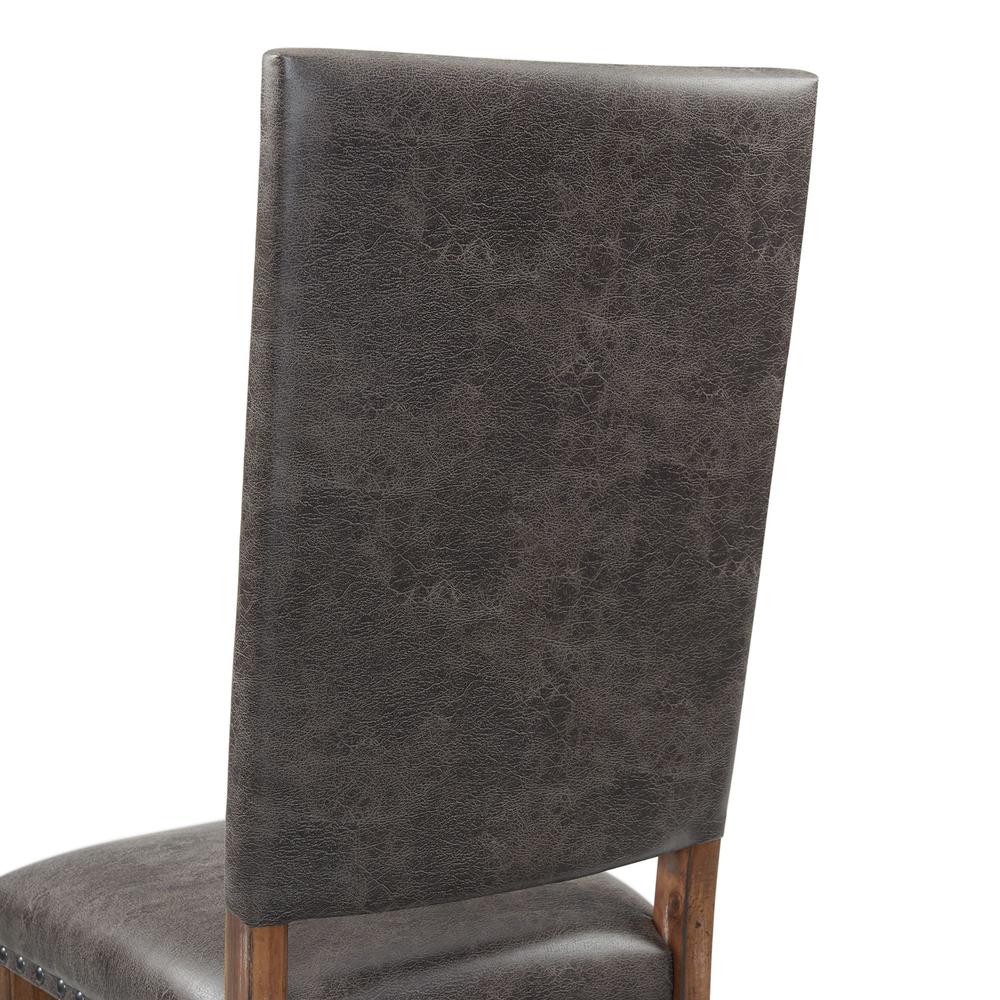 Brown Tall Back Upholstered Dining Chairs Set of 2 with Foam Cushion