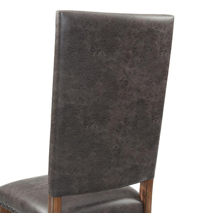 Brown Tall Back Upholstered Dining Chairs Set of 2 with Foam Cushion
