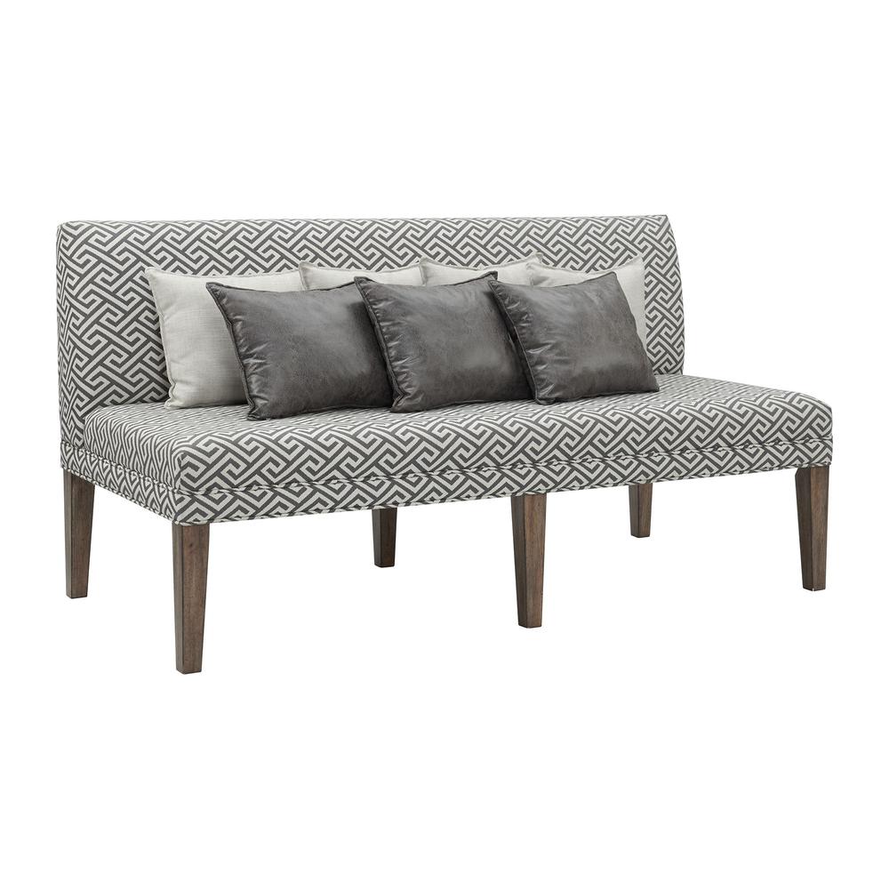 Brown Upholstered Dining Settee with Back Support