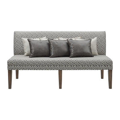 Brown Upholstered Dining Settee with Back Support