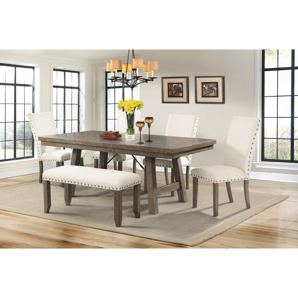 Dex 6PC Dining Set-Table, 4 Upholstered Side Chairs & Bench