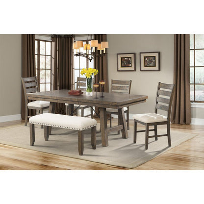 Dex 6PC Dining Set- Table, 4 Ladder Side Chairs & Bench