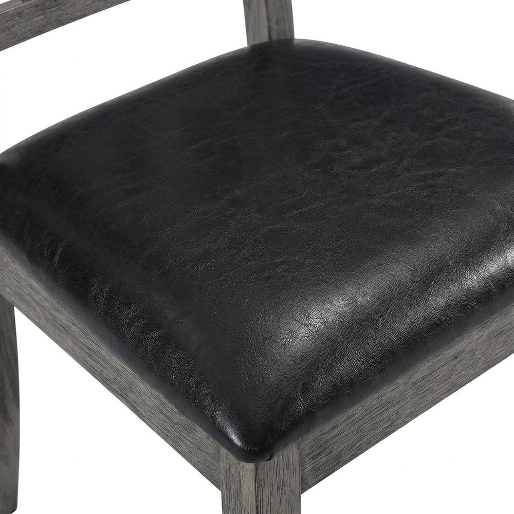 Farmhouse Fan Back Dining Chair with Polyurethane Upholstered Seat, Grey Oak