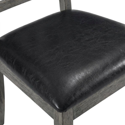 Farmhouse Fan Back Dining Chair with Polyurethane Upholstered Seat, Grey Oak