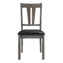 Farmhouse Fan Back Dining Chair with Polyurethane Upholstered Seat, Grey Oak