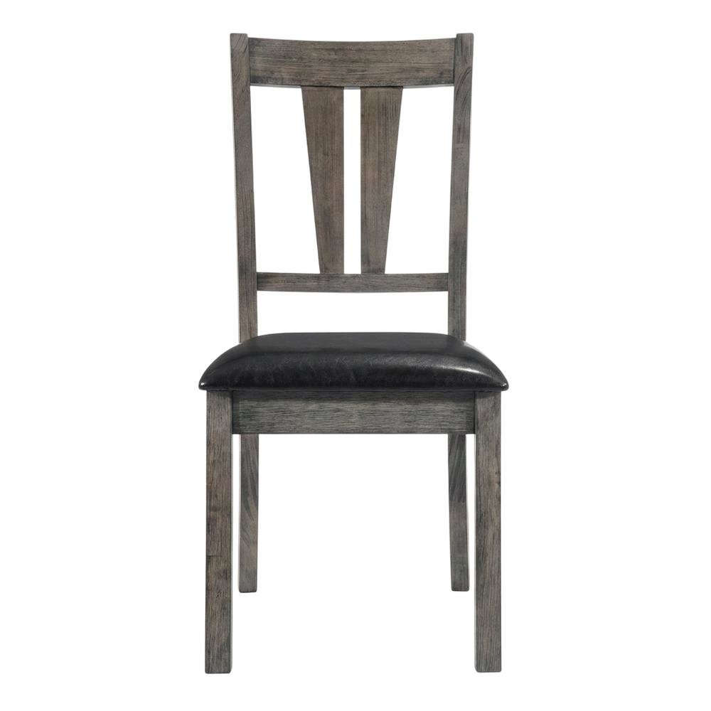 Farmhouse Fan Back Dining Chair with Polyurethane Upholstered Seat, Grey Oak