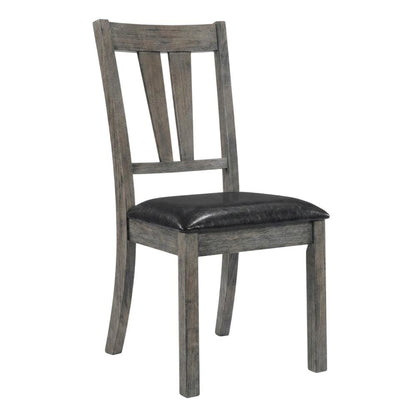 Farmhouse Fan Back Dining Chair with Polyurethane Upholstered Seat, Grey Oak