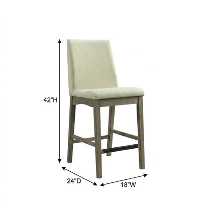 Polyester-Upholstered Counter Stool with Back, Transitional Bar Stools, Grey