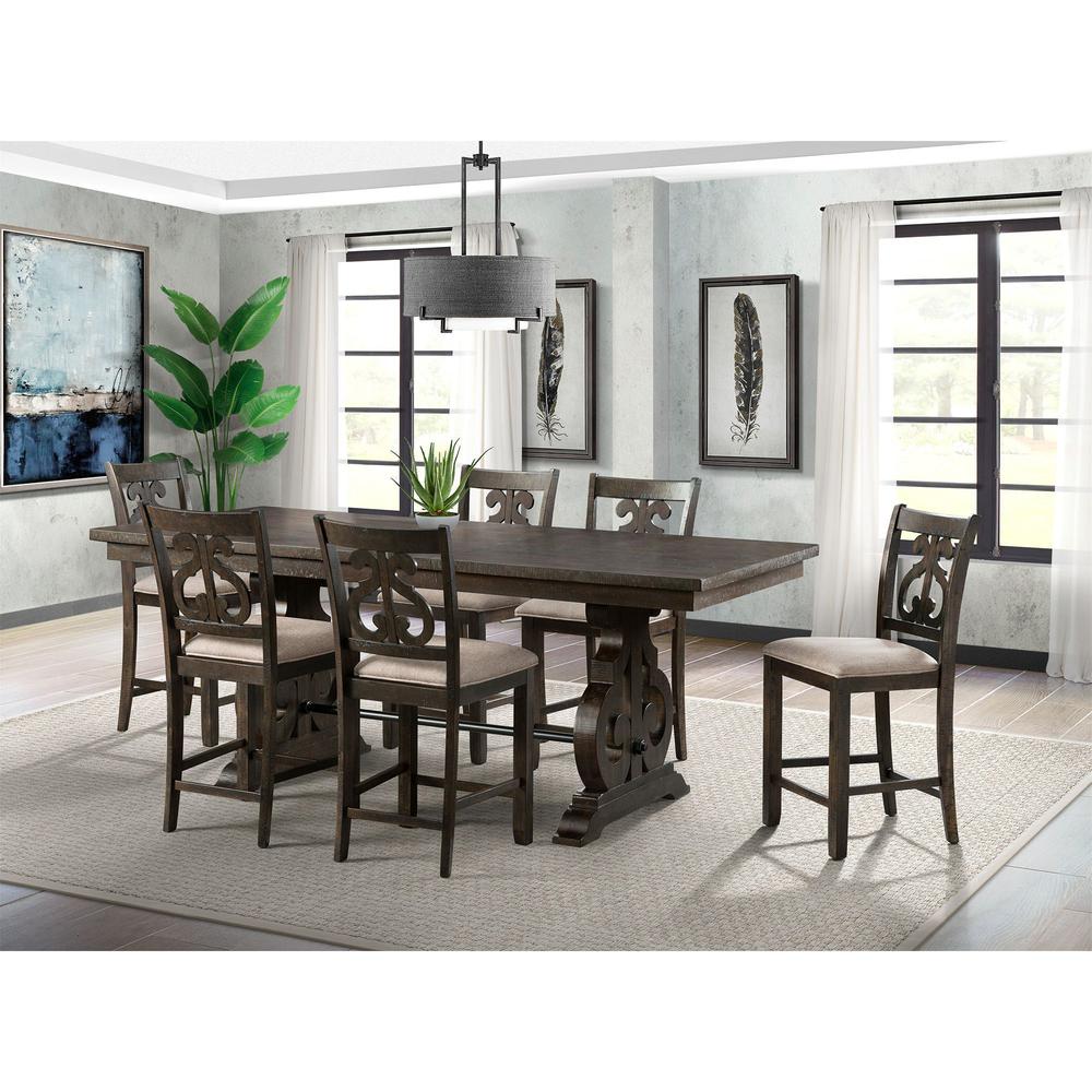 Stanford Counter Height 7PC Dining Set-Table & Six Swirl Back Chairs