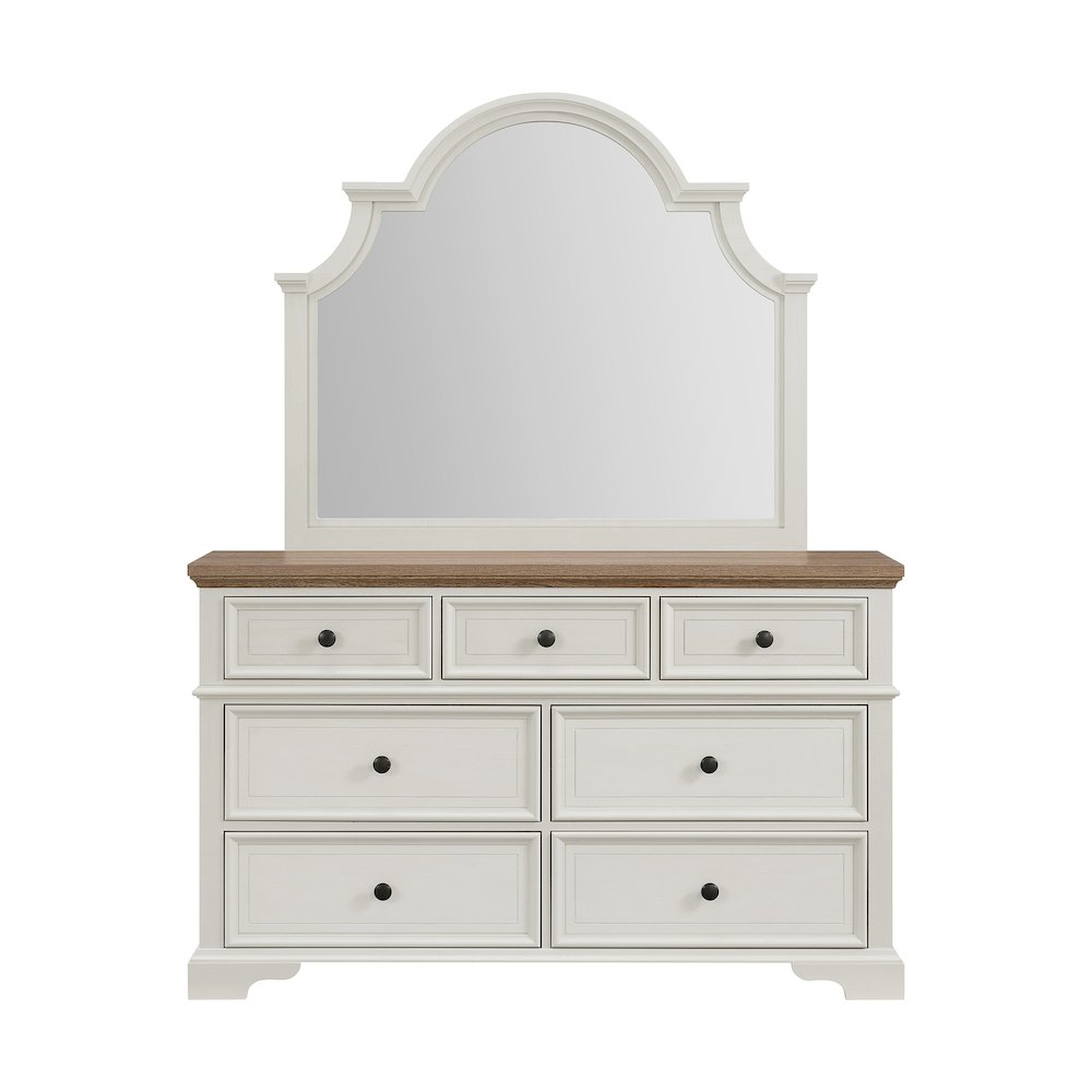 Ulysses Youth Dresser and Mirror Set in Brown and White
