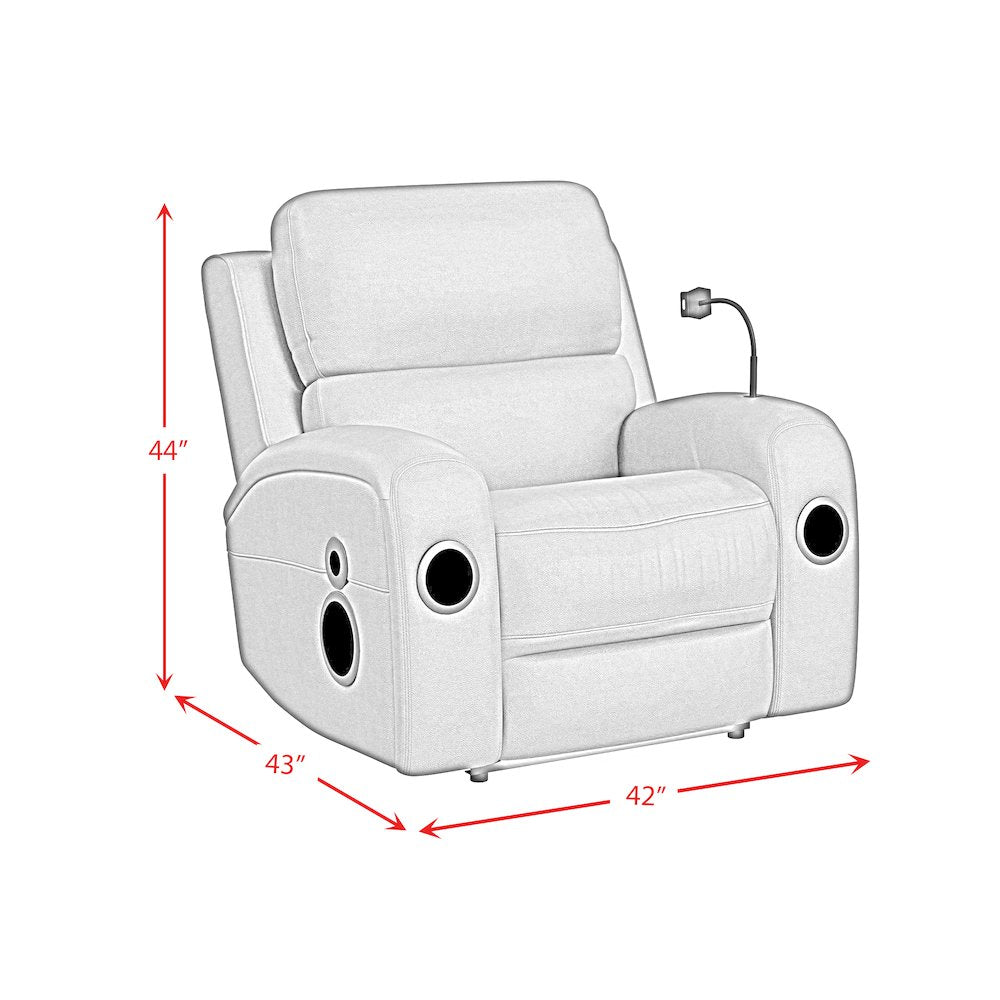 P3 Power Glider Recliner, Ipad holder, wireless charger, USB in Aline Black