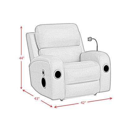 P3 Power Glider Recliner, Ipad holder, wireless charger, USB in Aline Black