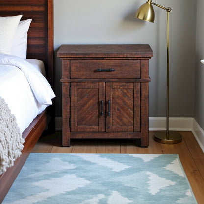 Brown 2-Drawer Wood Nightstand with Modern Design for Bedroom Storage