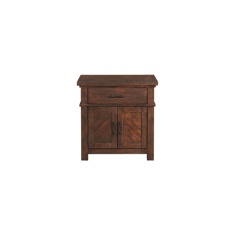 Brown 2-Drawer Wood Nightstand with Modern Design for Bedroom Storage