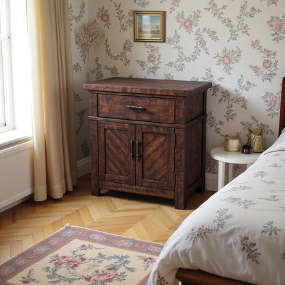 Brown 2-Drawer Wood Nightstand with Modern Design for Bedroom Storage