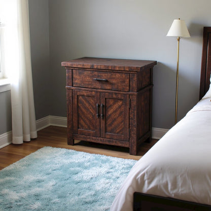 Brown 2-Drawer Wood Nightstand with Modern Design for Bedroom Storage