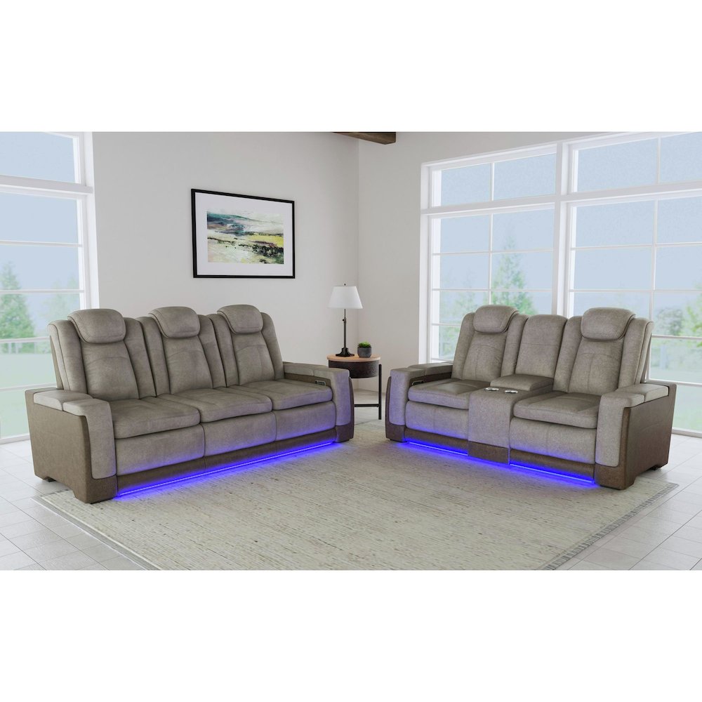 Niven 2PC Living Room Set in Rocky Grey/Brown-Sofa & Loveseat