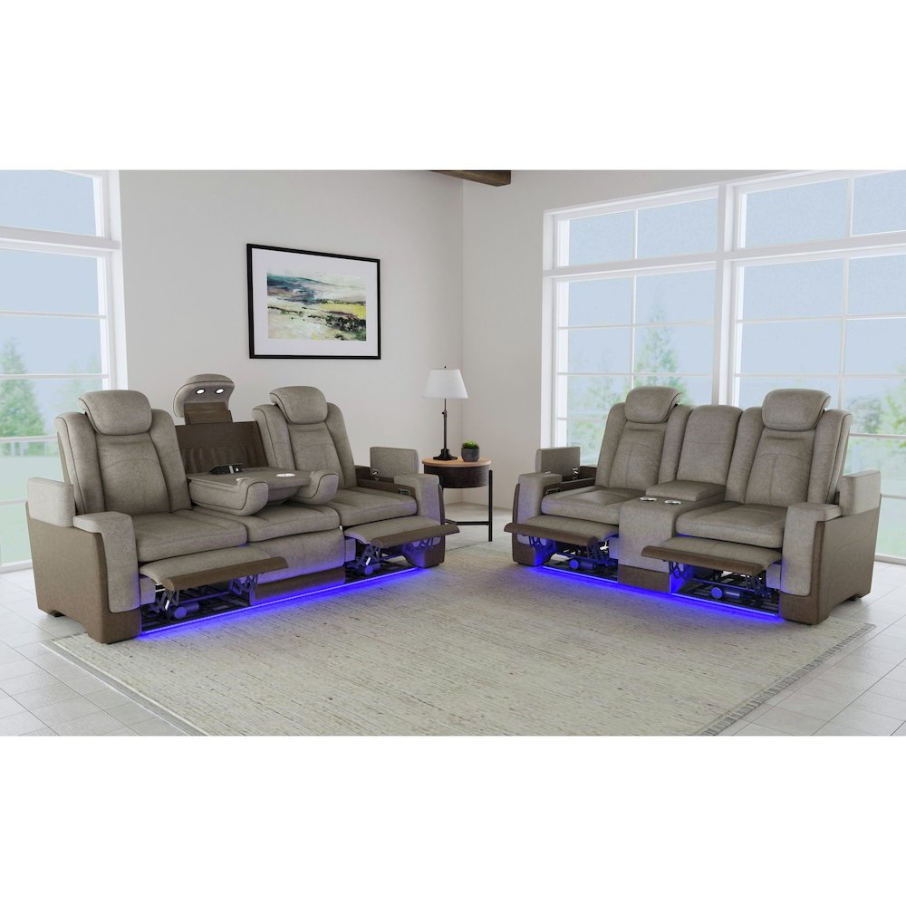 Niven 2PC Living Room Set in Rocky Grey/Brown-Sofa & Loveseat