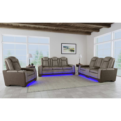 Niven 3PC Living Room Set in Rocky Grey/Brown-Sofa, Loveseat & Recliner