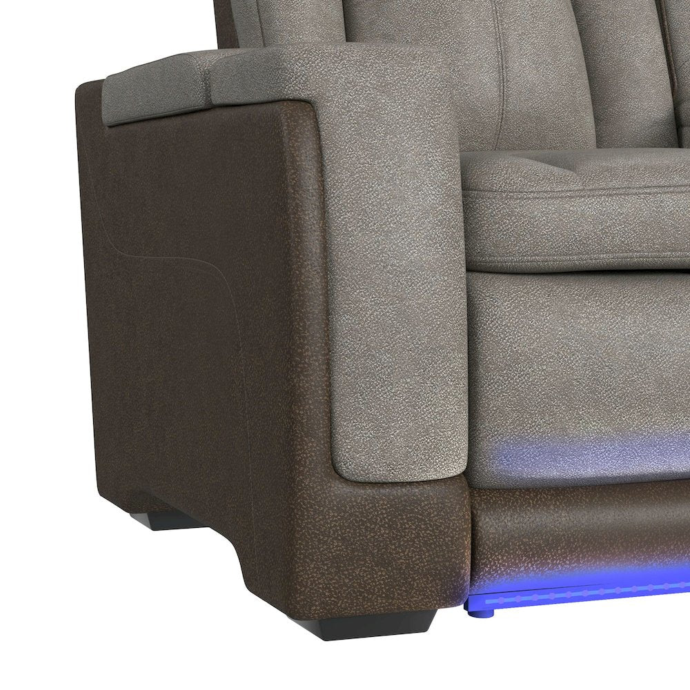 Niven 3PC Living Room Set in Rocky Grey/Brown-Sofa, Loveseat & Recliner