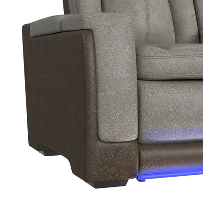 Niven 3PC Living Room Set in Rocky Grey/Brown-Sofa, Loveseat & Recliner