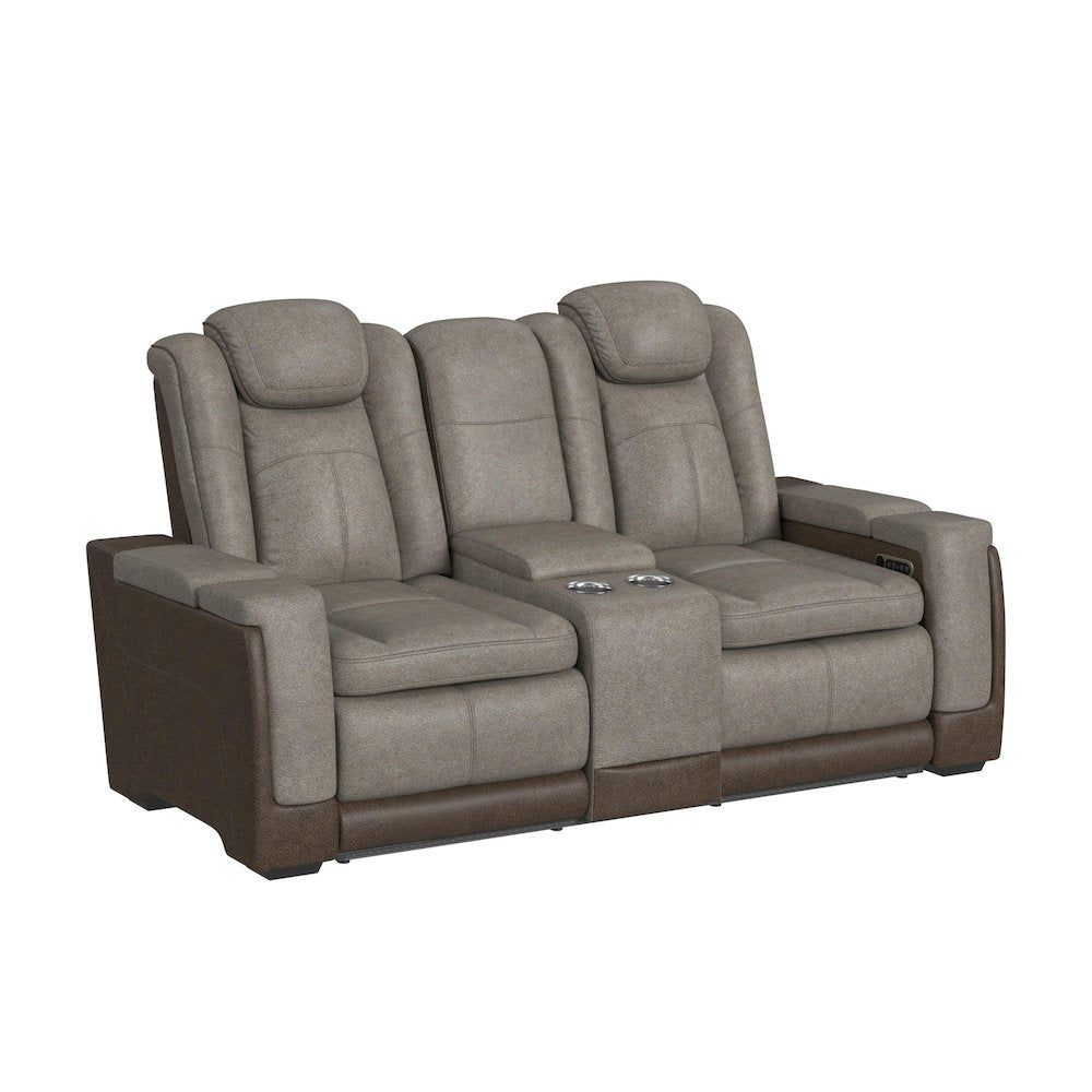 Niven 3PC Living Room Set in Rocky Grey/Brown-Sofa, Loveseat & Recliner