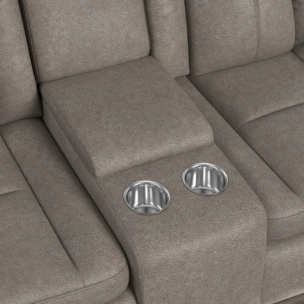 Niven 3PC Living Room Set in Rocky Grey/Brown-Sofa, Loveseat & Recliner
