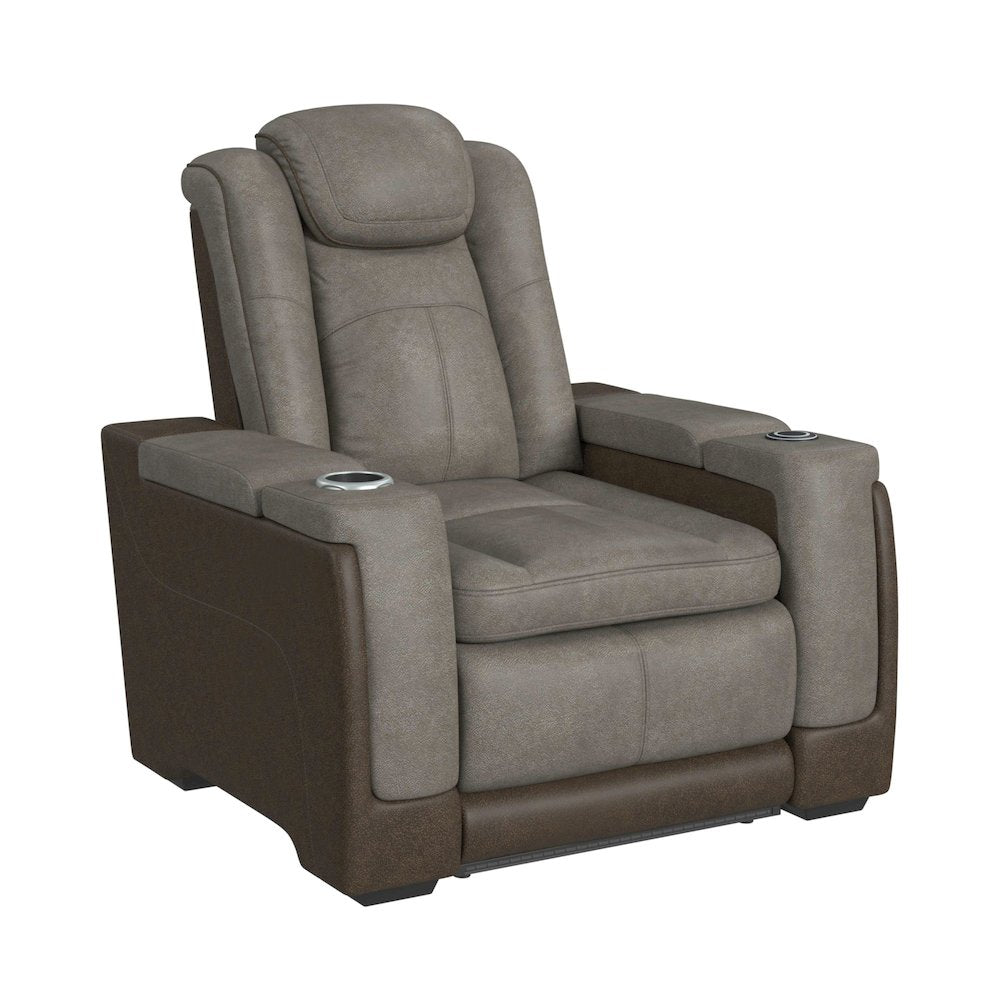 Niven 3PC Living Room Set in Rocky Grey/Brown-Sofa, Loveseat & Recliner