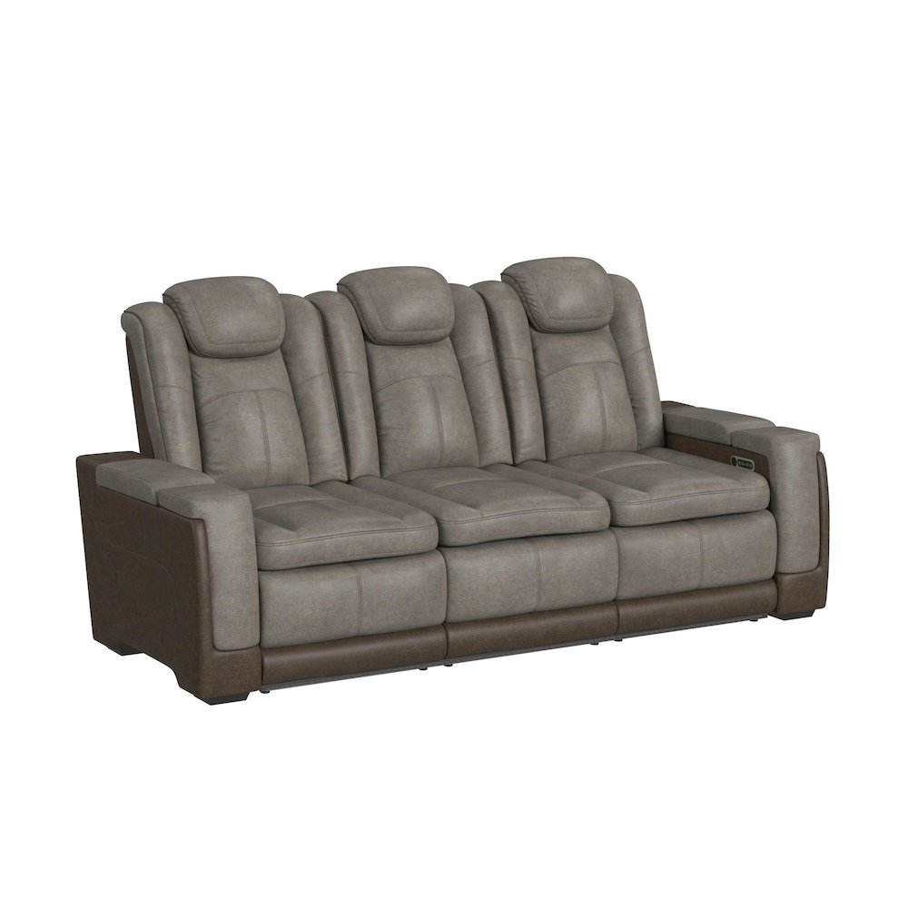 Niven 3PC Living Room Set in Rocky Grey/Brown-Sofa, Loveseat & Recliner